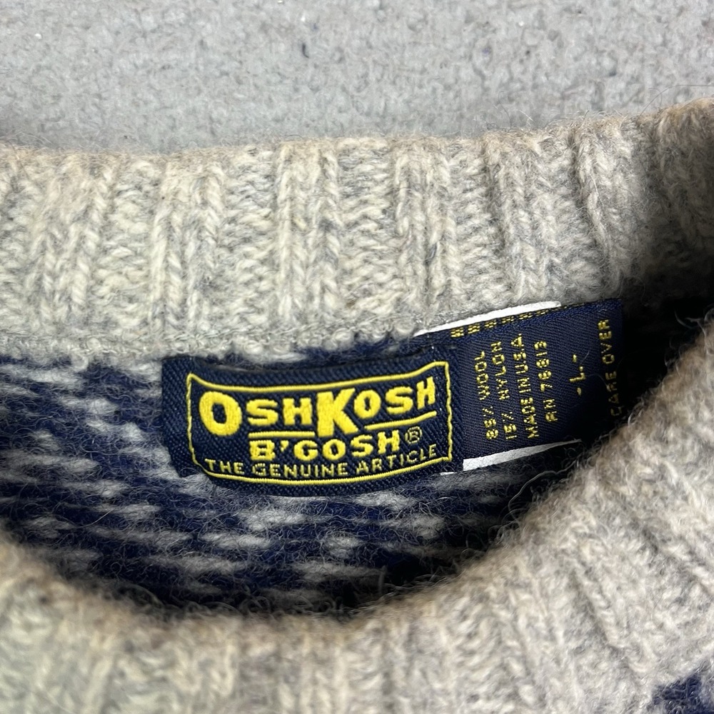 Vintage Oshkosh B'Gosh The Genuine Article Sweater Wool Blend Sweatshirt Sz L - Picture 2 of 6